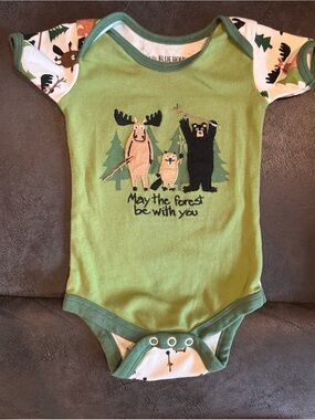 Little blue house- May the forest be with you- 3-6 month onesie